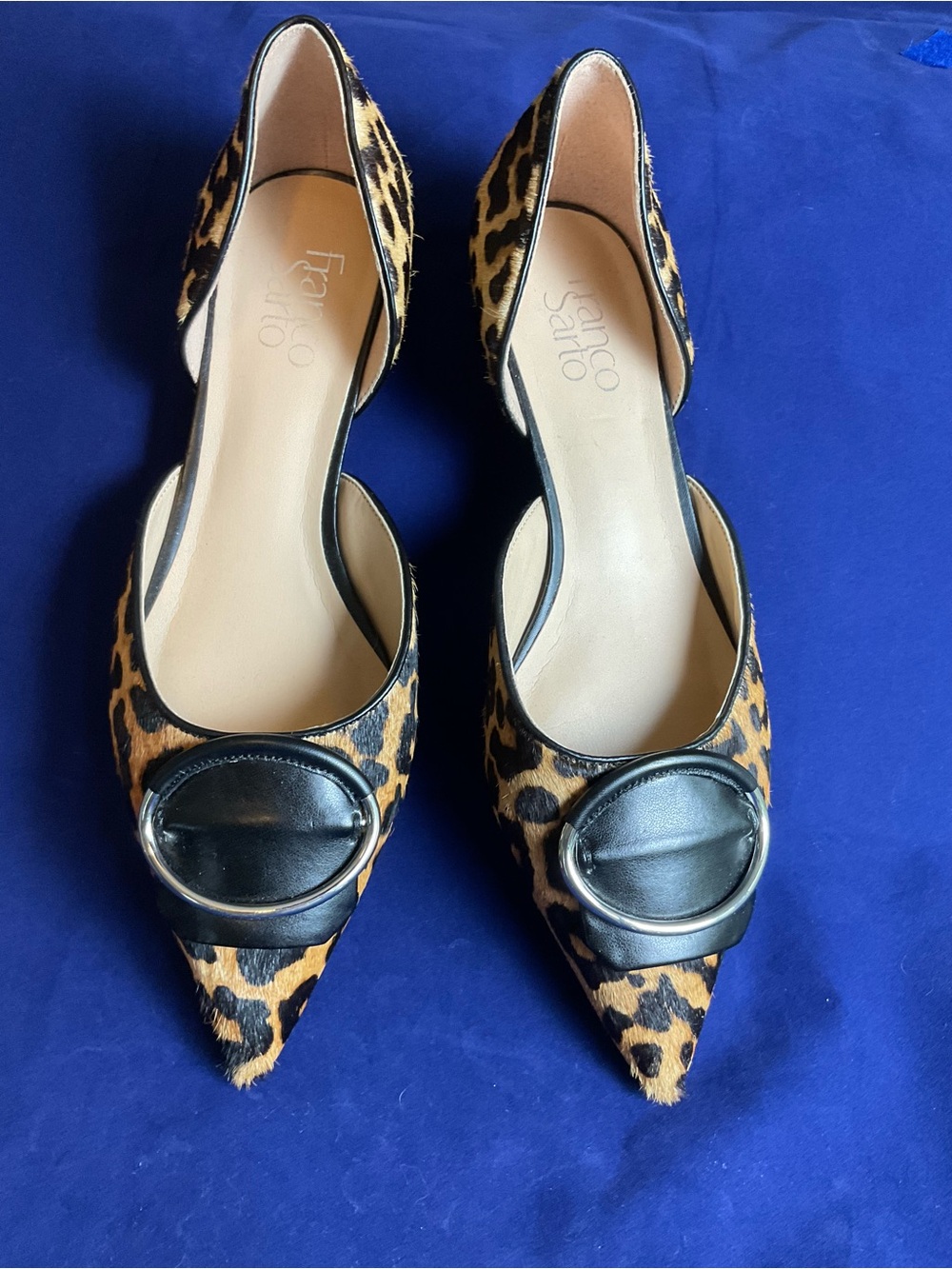 Franco Sarto Reed 2 Leopard Haircalf Leather D’Orsay Flats 9M
